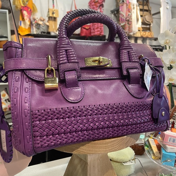 Violet purple leather gucci handmade top handle bag $3600 retail authentic - Picture 16 of 17